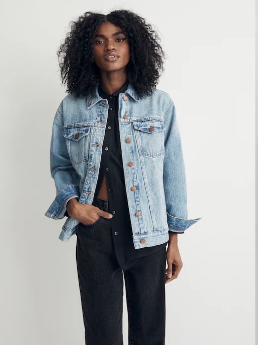 Madewell Oversized Trucker Jean Jacket, Kelson Wash, Size XS